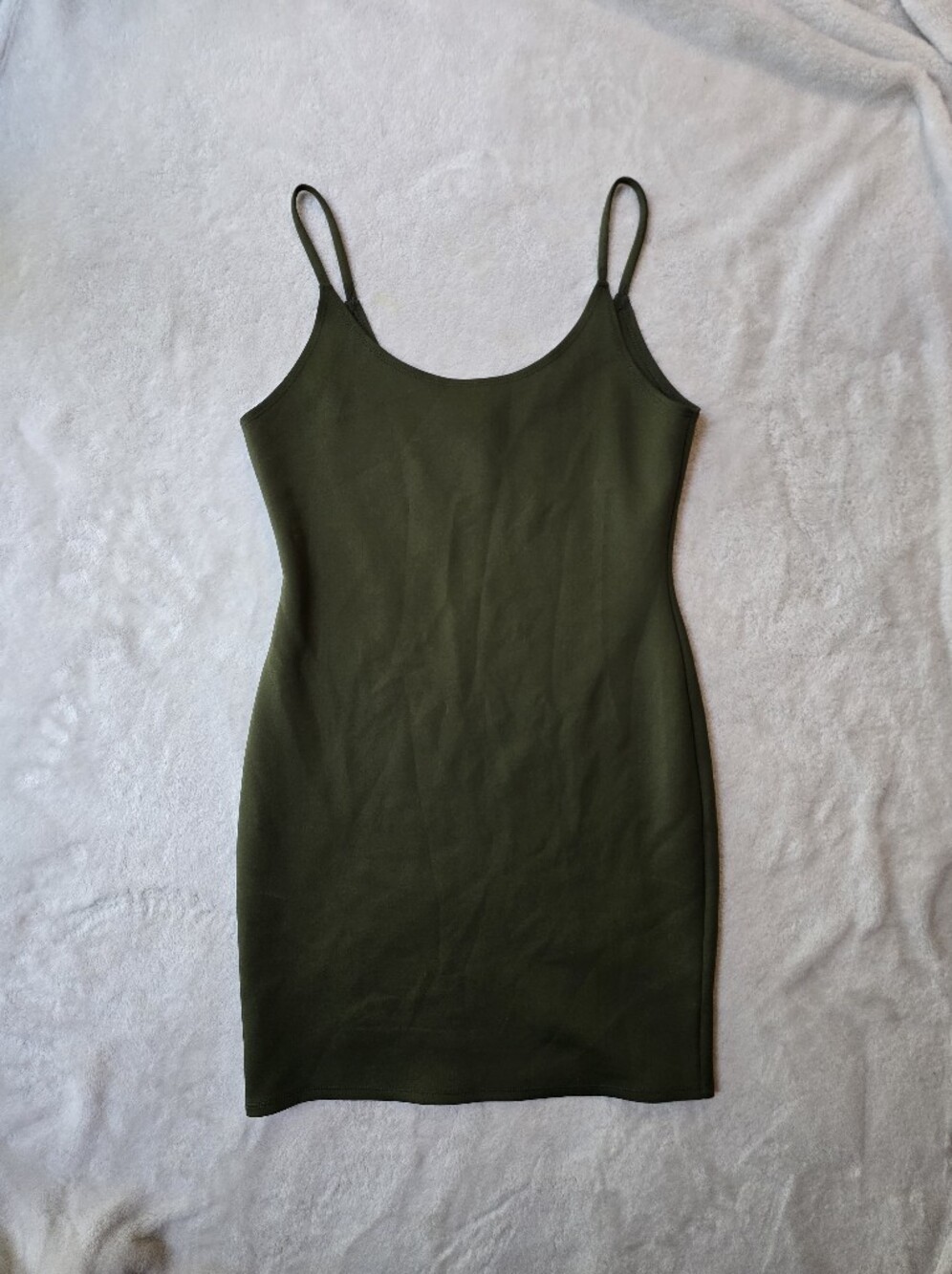 Source Unknown Olive Green Spaghetti Strap Mini Dress